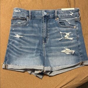 American Eagle Outfitters Blue Distressed Jean Shorts